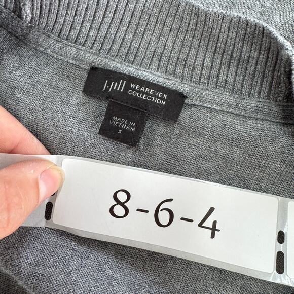 J.Jill Sweater Womens Small Grey Attached Tank Cardigan Silk Cotton - Picture 3 of 8